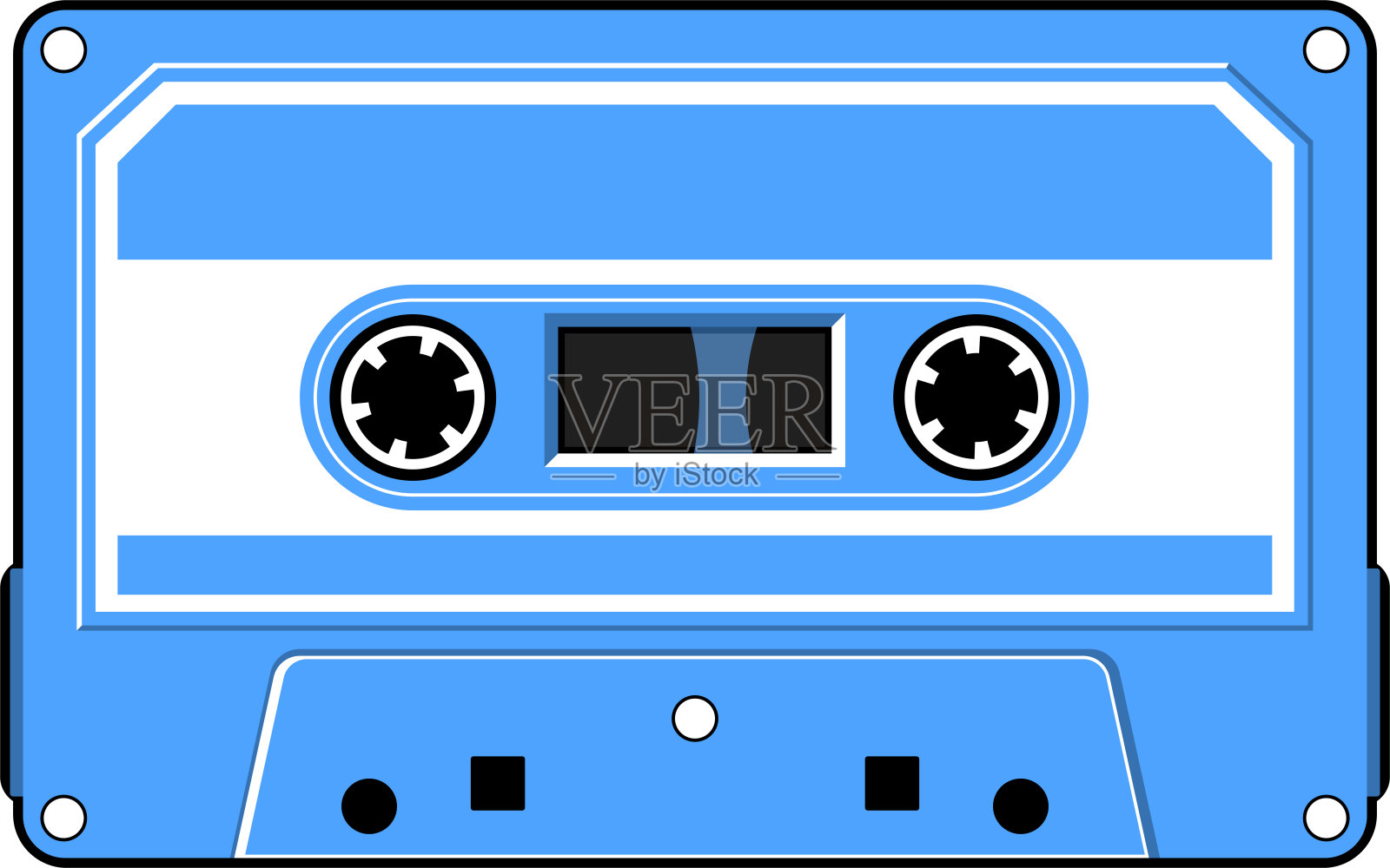 矢量插图的盒式磁带在黑色和蓝色插画图片素材