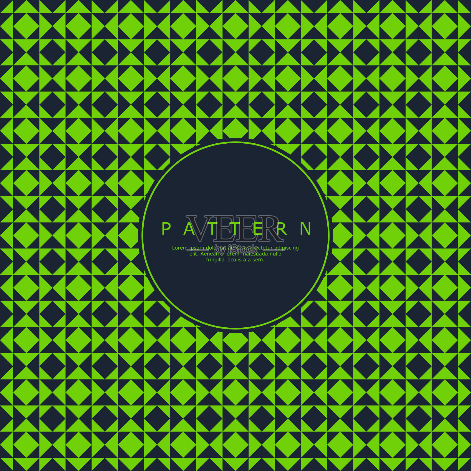 创意绿色盒子饰品无缝图案设计。复古方形图案。插画图片素材