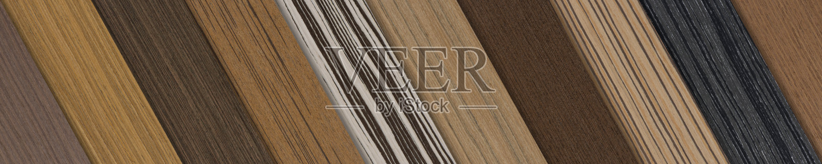 不同树种的木材样本。不同色调和纹理的木皮。用于生产地板家具或门的木材样品。照片摄影图片