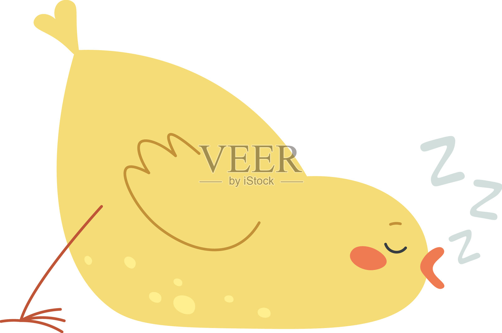 懒惰有趣的小鸡睡在公寓图标设计元素图片