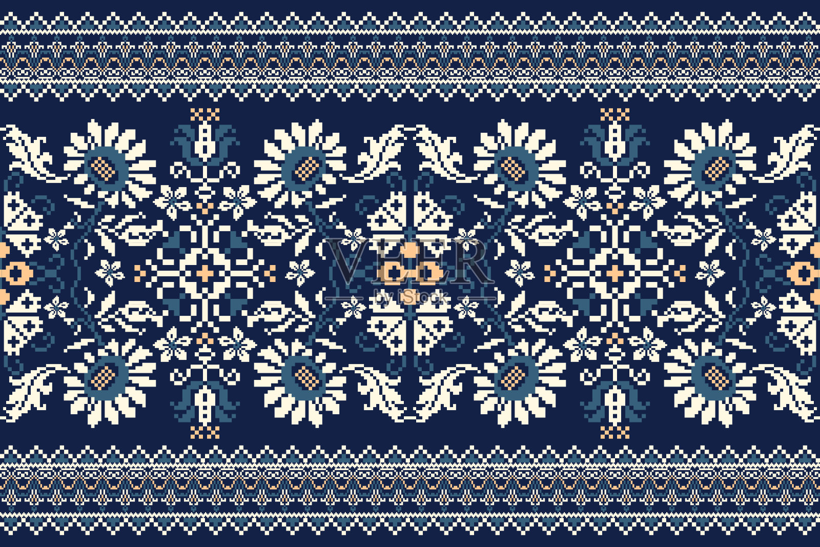 花针织刺绣在深蓝色的背景插画图片素材