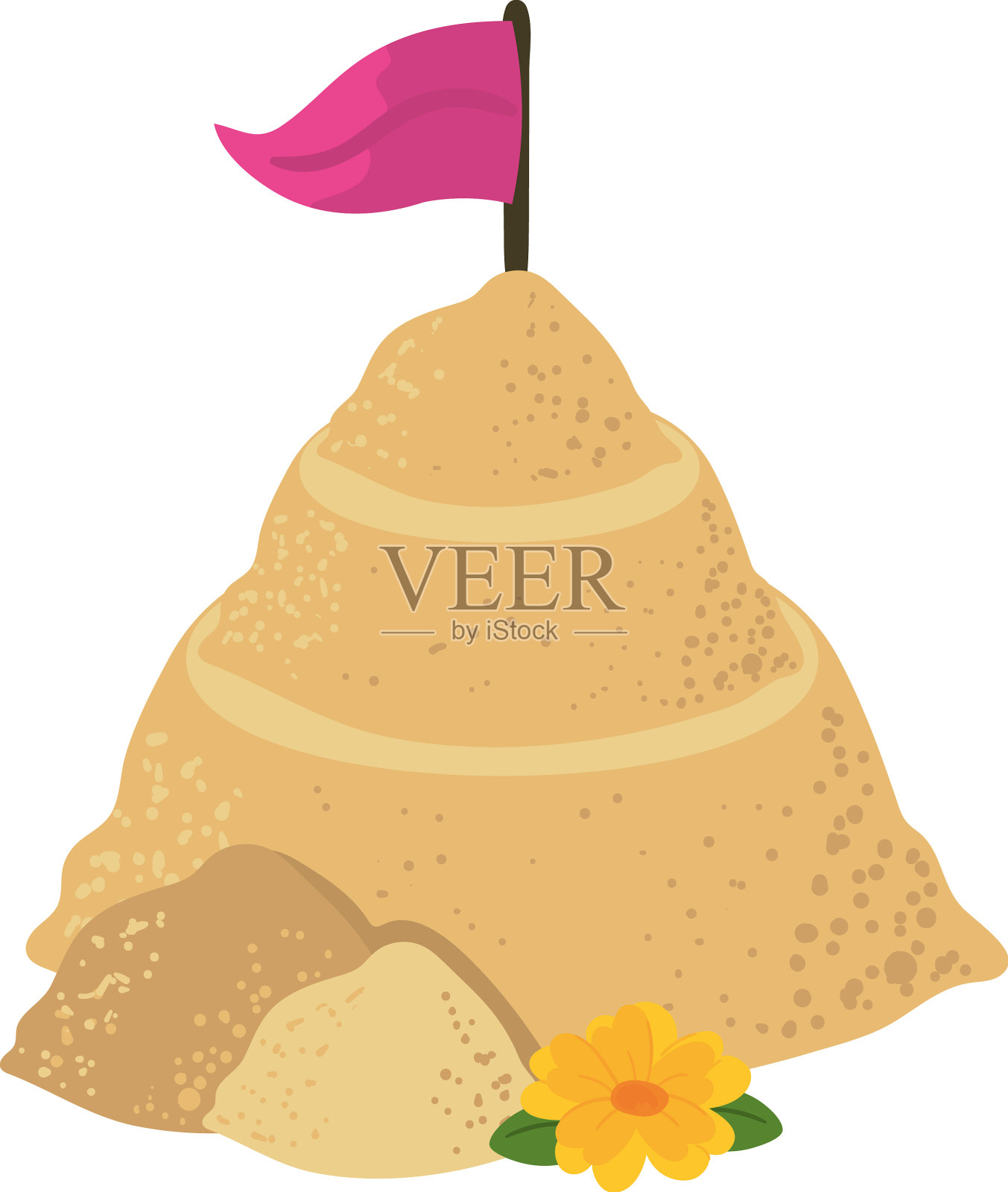 沙塔和旗子设计元素图片