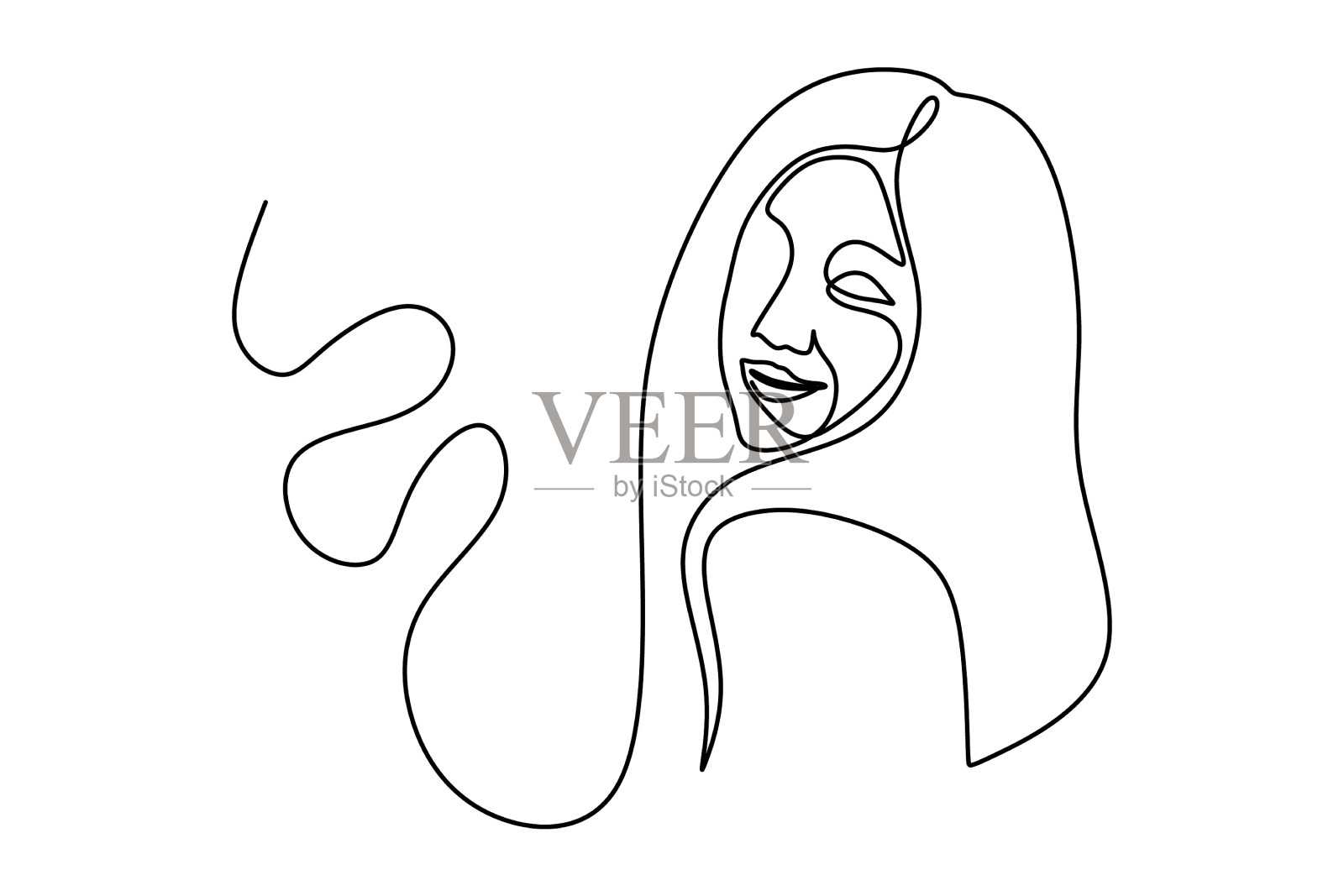 漂亮女孩连续画了一条线设计元素图片