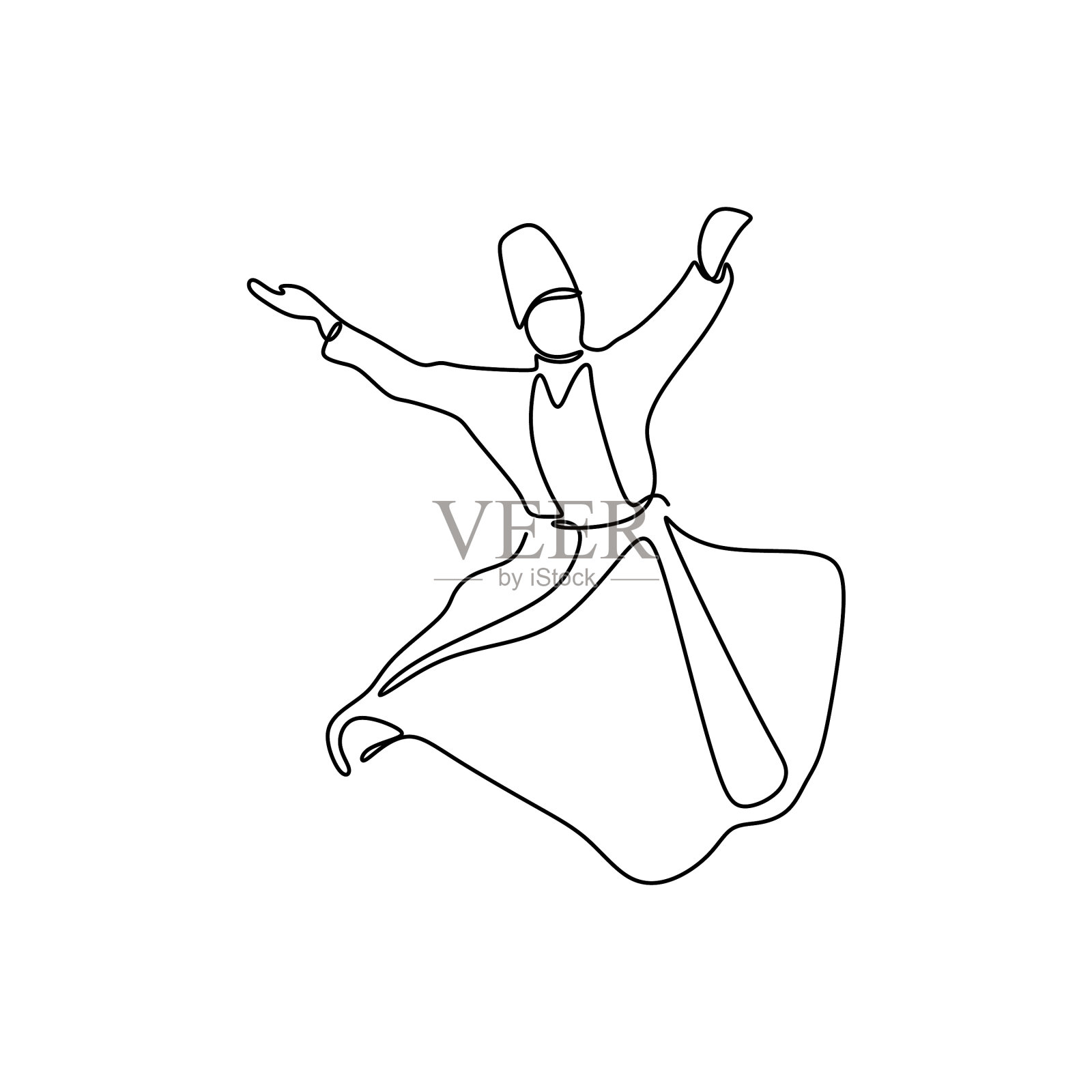 用一条线画的旋转的苦行僧画设计元素图片