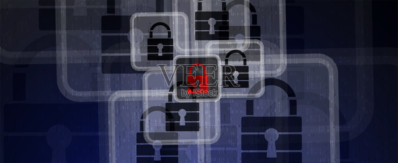 互联网数字安全技术概念为业务背景。电路板上锁定插画图片素材