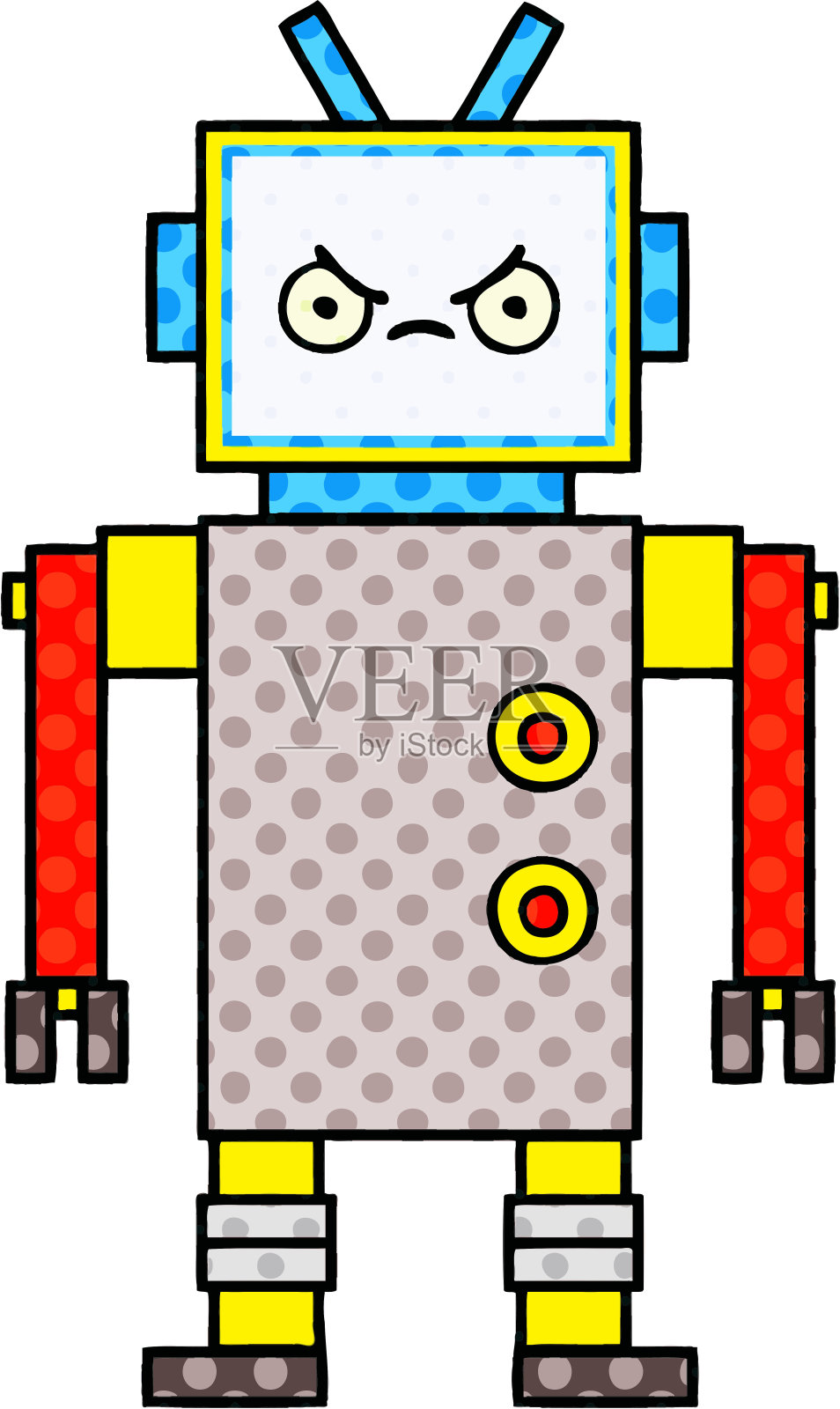 漫画书风格的机器人卡通设计元素图片