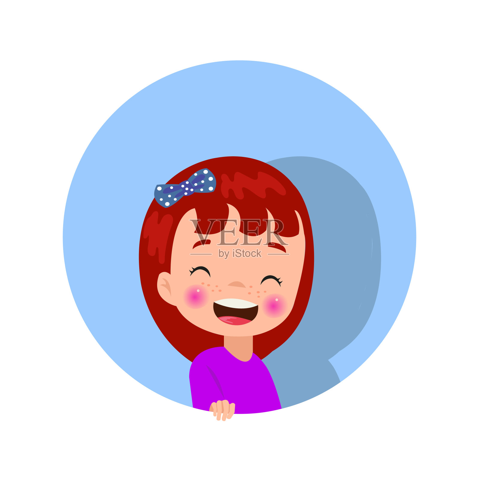 身后有个蓝圈的女孩设计元素图片