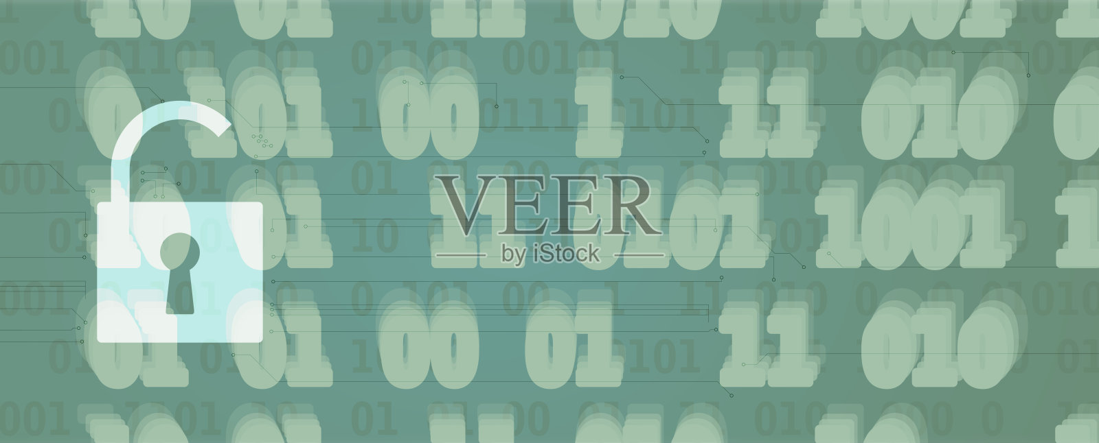 互联网数字安全技术概念为业务背景。电路板上锁定插画图片素材