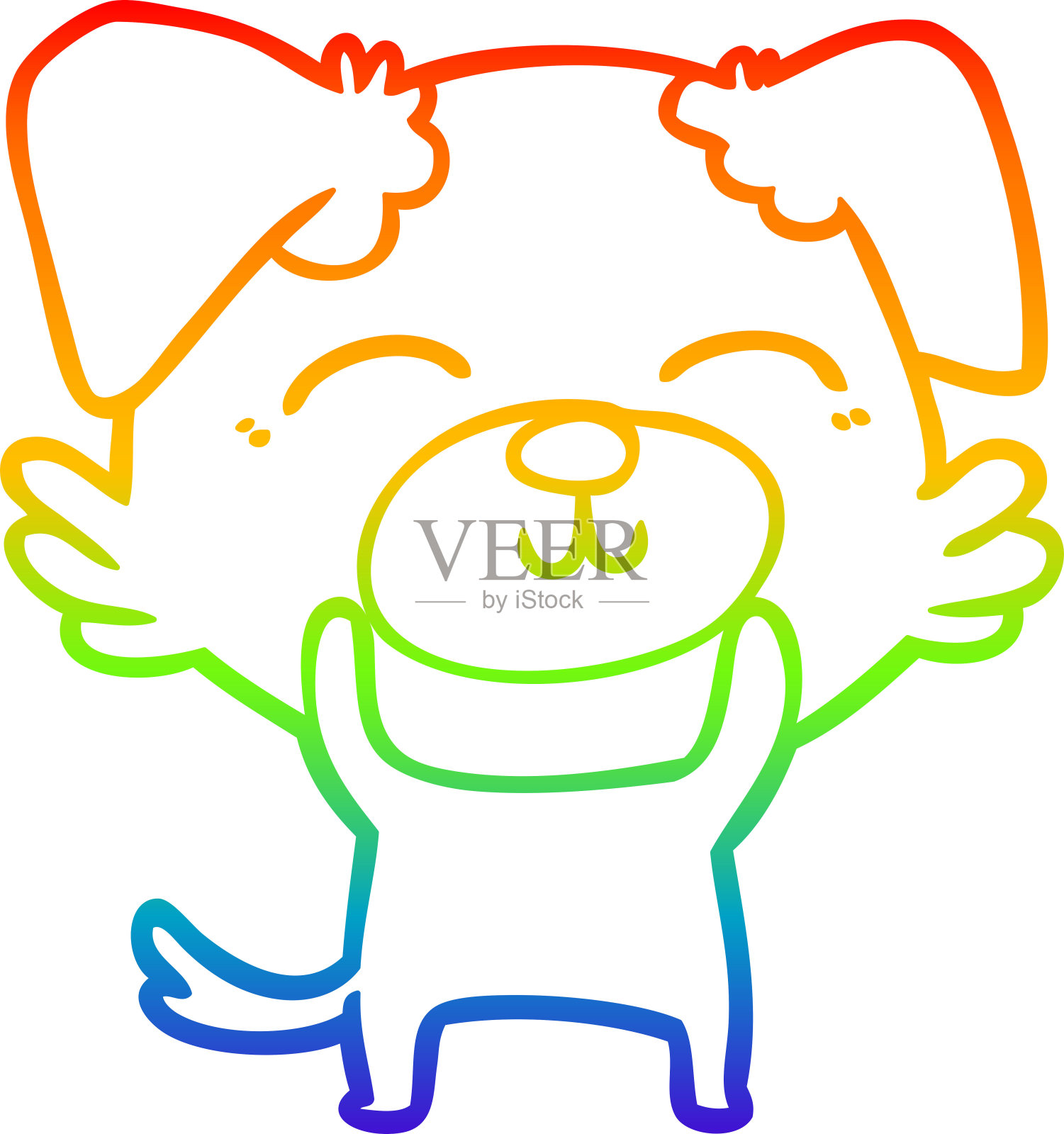 彩虹渐变线绘制的卡通狗插画图片素材