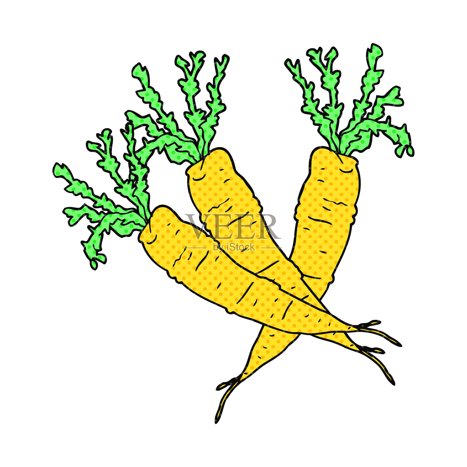 手绘漫画风格的卡通胡萝卜插画图片素材