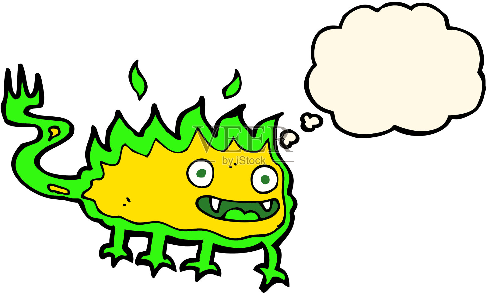 带有思想泡泡的卡通小火妖设计元素图片