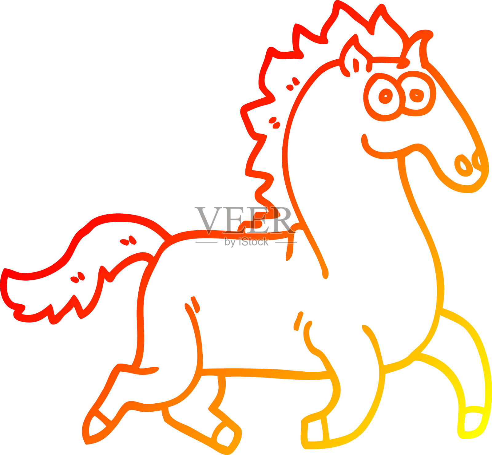 温暖的梯度线绘制的卡通华丽的种马插画图片素材