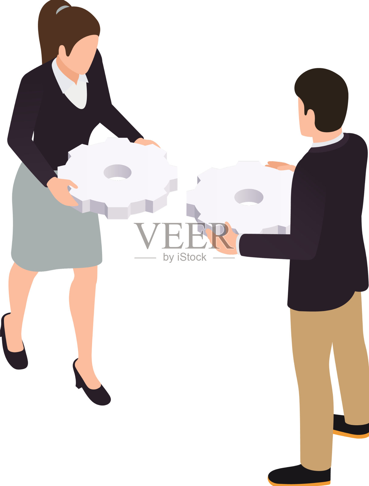 团队配合装备组成插画图片素材