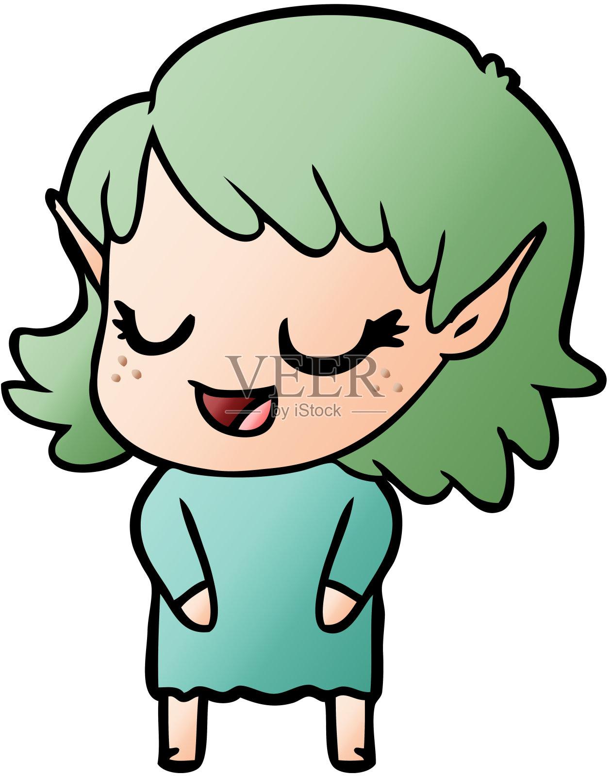 快乐的卡通精灵女孩设计元素图片