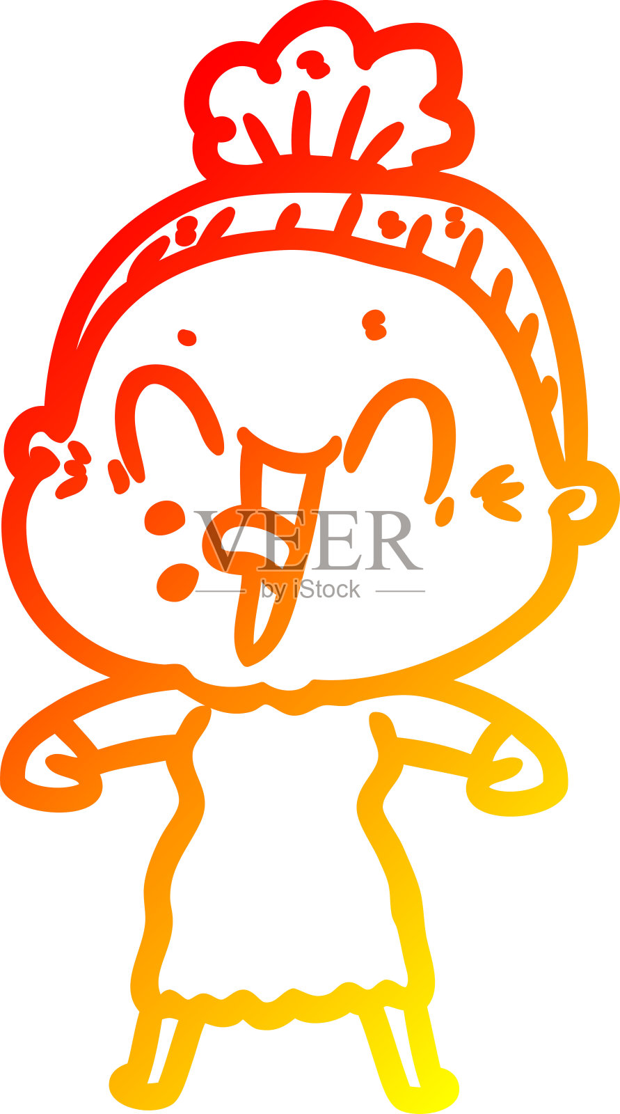 温暖的渐变线条画一个卡通快乐的老妇人设计元素图片