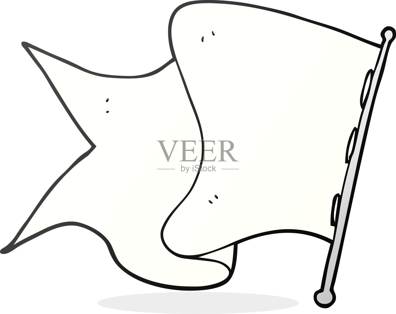 手绘卡通白旗插画图片素材