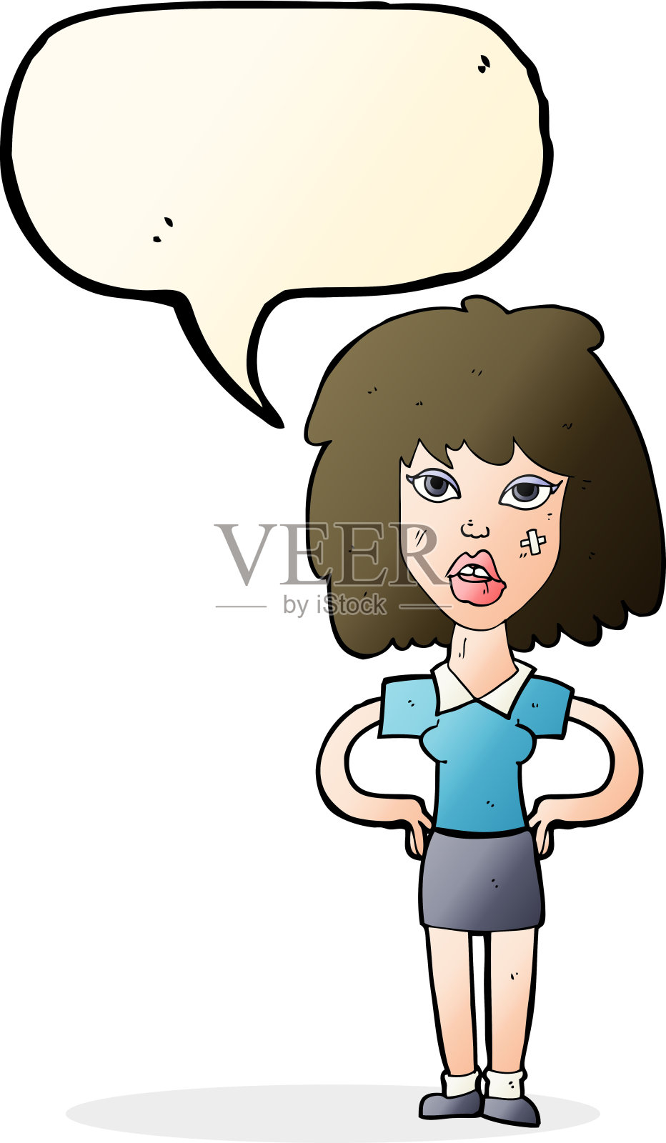 卡通女强人说话泡沫设计元素图片