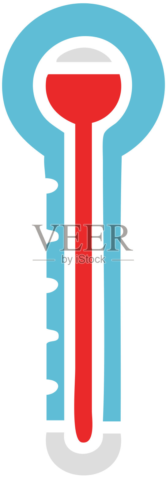 平面彩色复古卡通的玻璃温度计插画图片素材