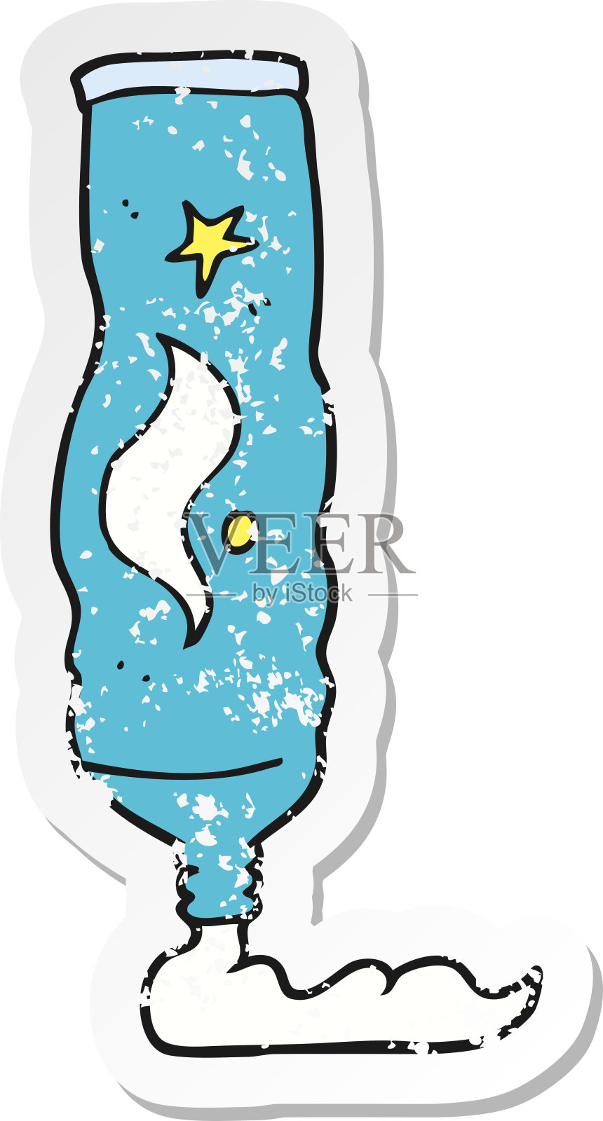 复古心疼贴纸的卡通牙膏管插画图片素材