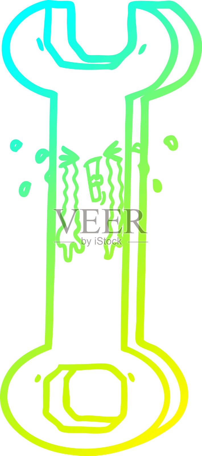 冷梯度线绘制卡通扳手插画图片素材