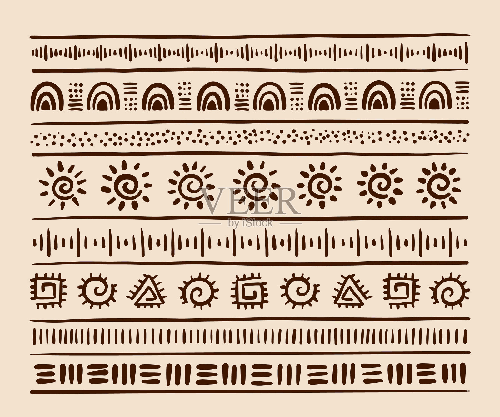 风格化的非洲图案，种族和部落图案插画图片素材