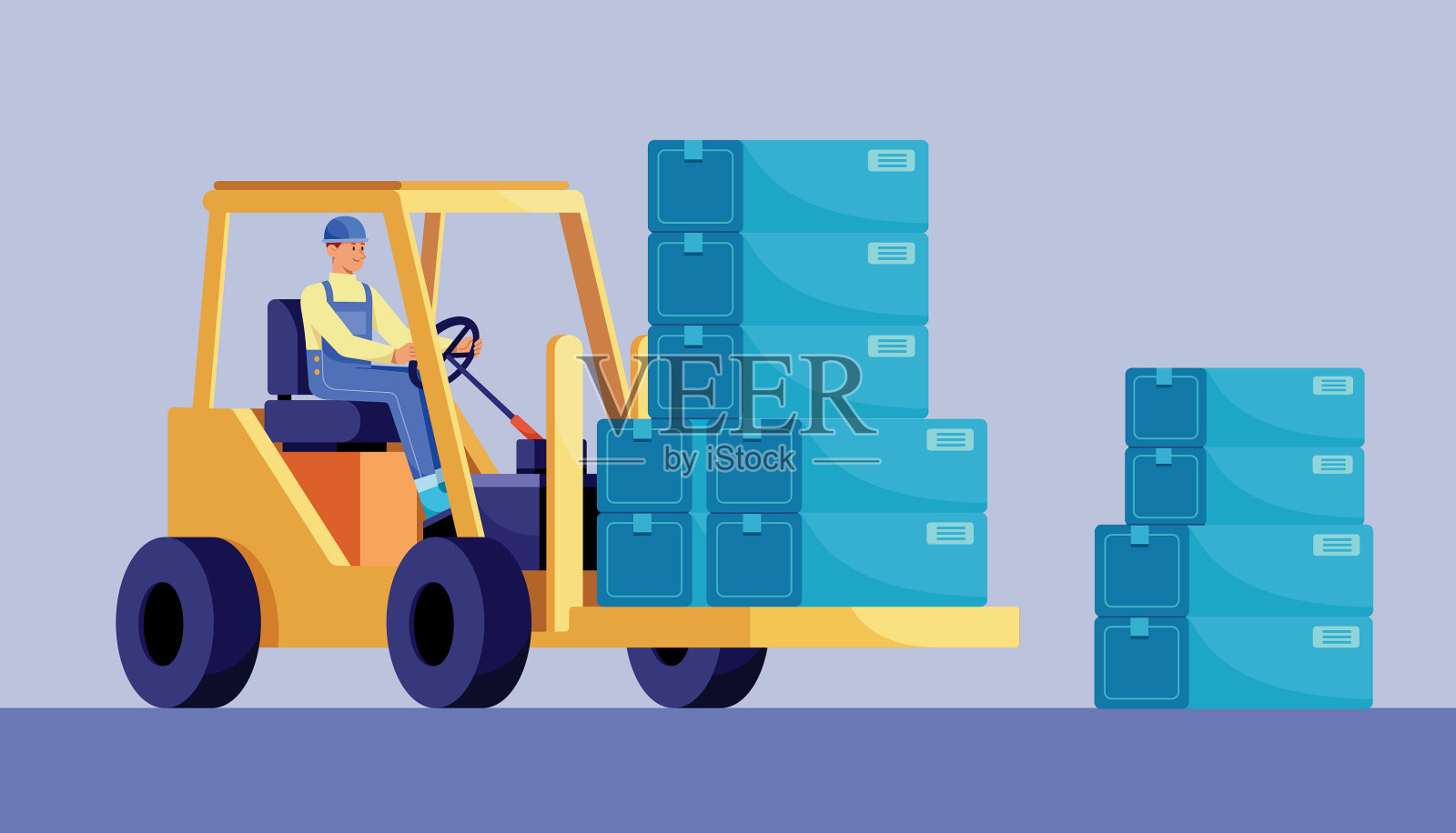 叉车操作员插画图片素材