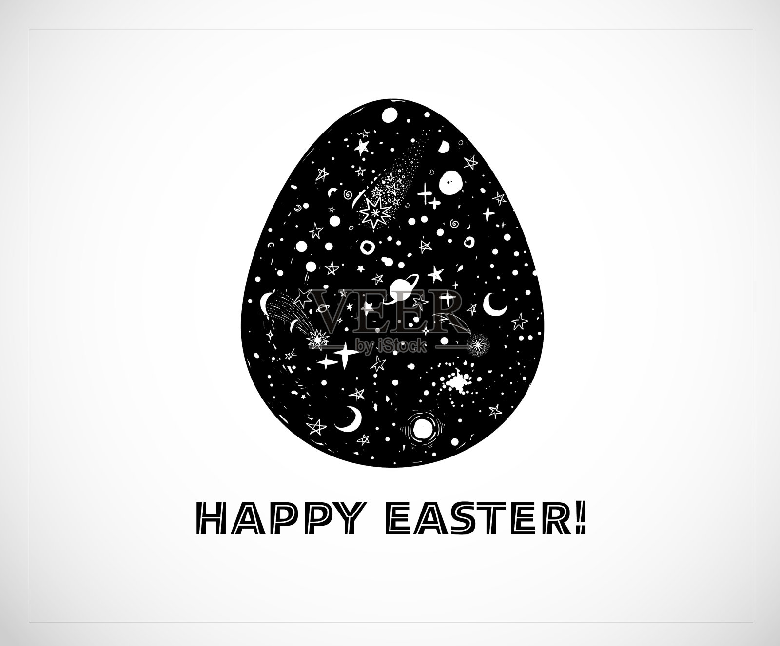 复活节贺卡与空间元素在大插画图片素材