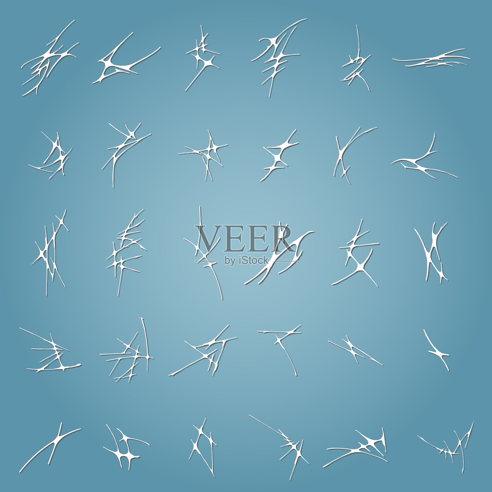 一组不可读的外星象形文字图标素材