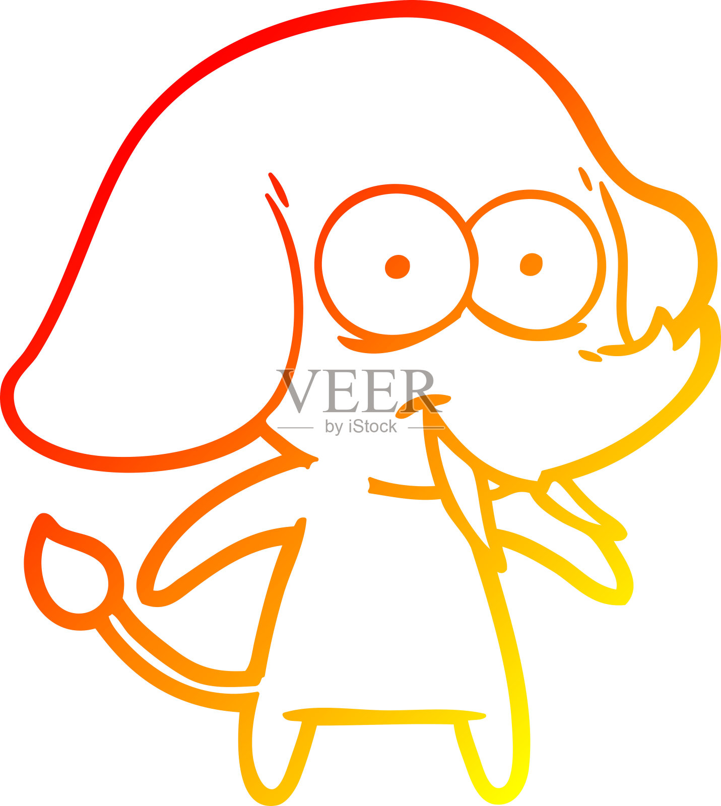 温暖的梯度线绘制一个快乐的卡通大象设计元素图片