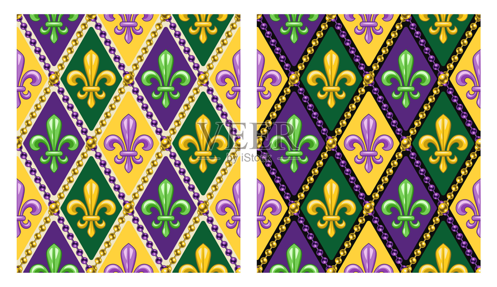 一套几何图案与百合插画图片素材