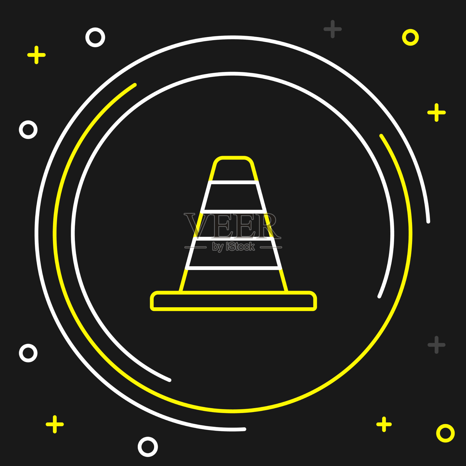 线路交通锥图标隔离在黑色插画图片素材