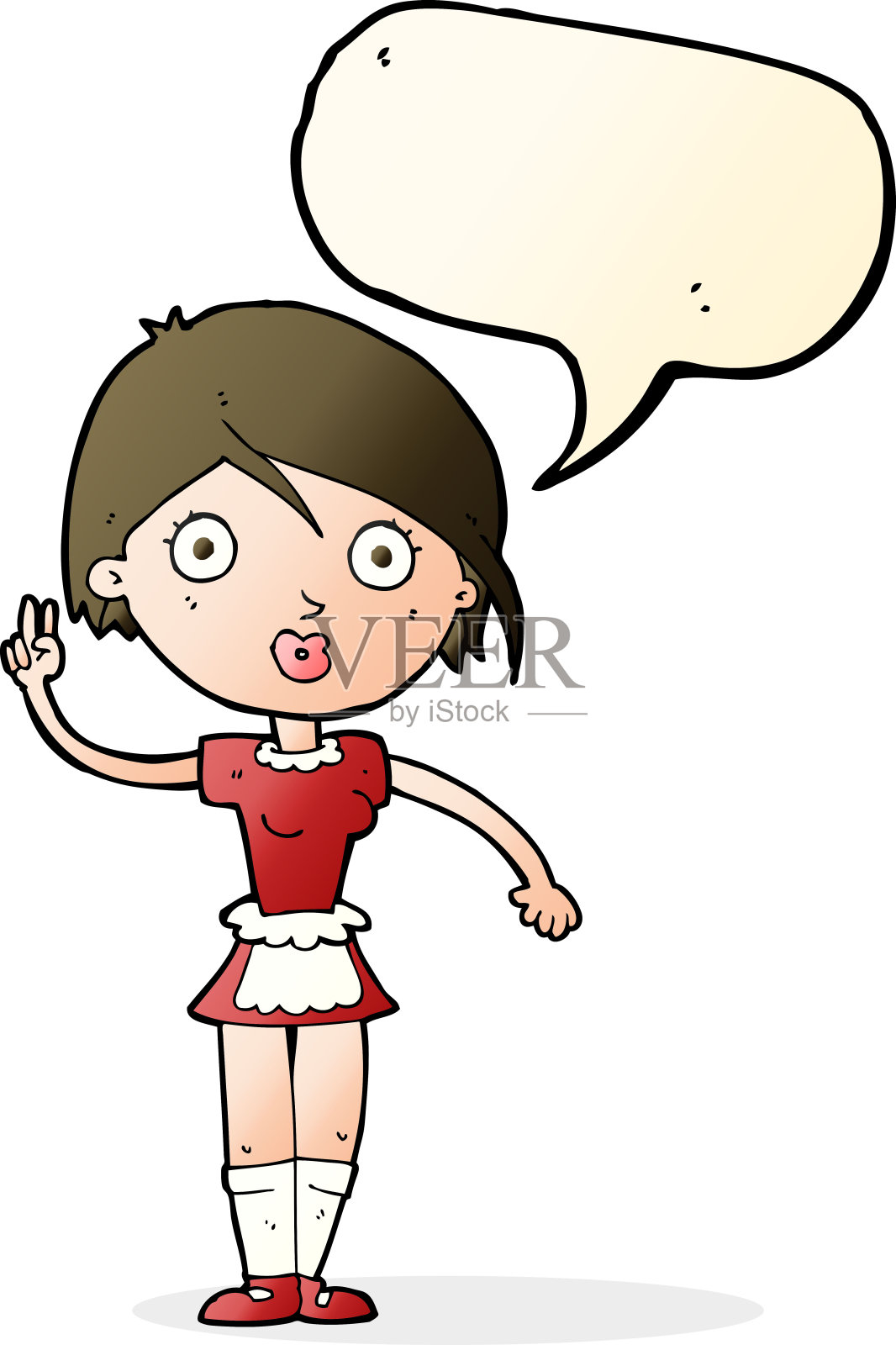 卡通女服务员用语音泡泡做手势设计元素图片