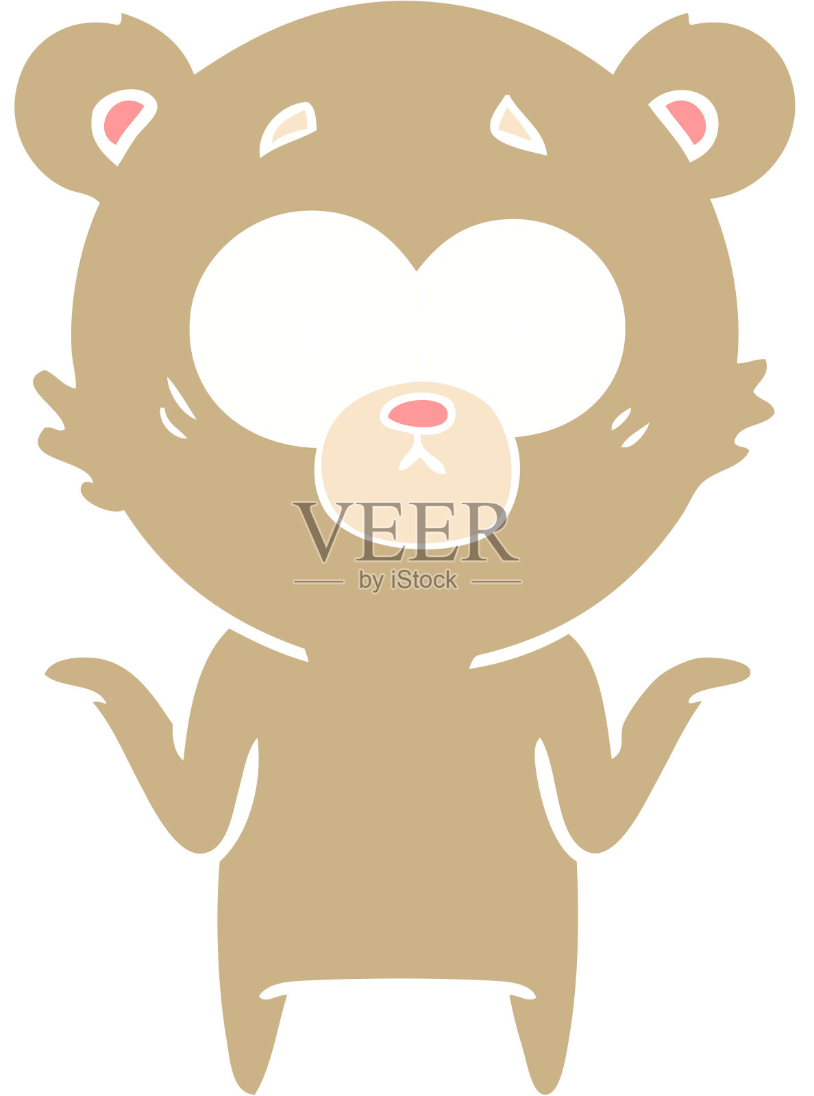 平面色彩风格的卡通熊耸肩插画图片素材