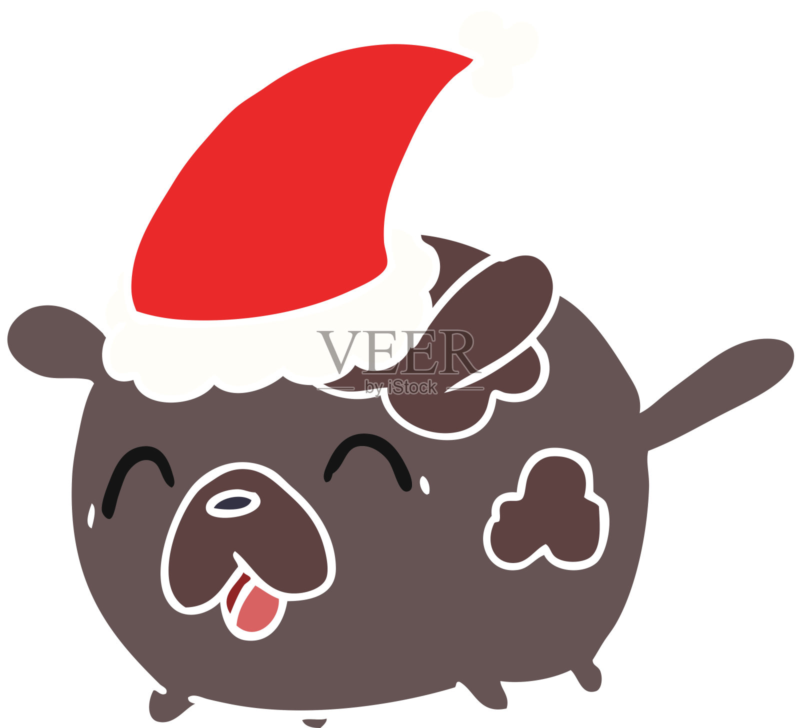 手绘的圣诞卡通卡哇伊狗插画图片素材