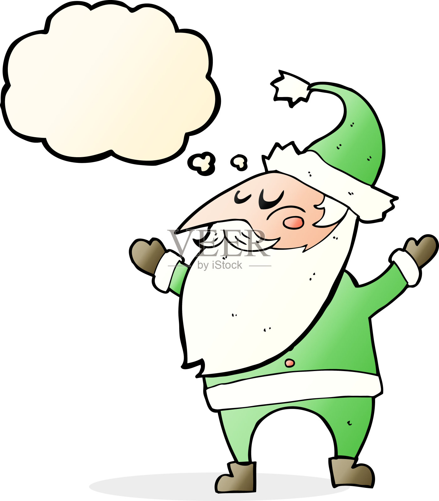 卡通圣诞老人与思想泡泡设计元素图片