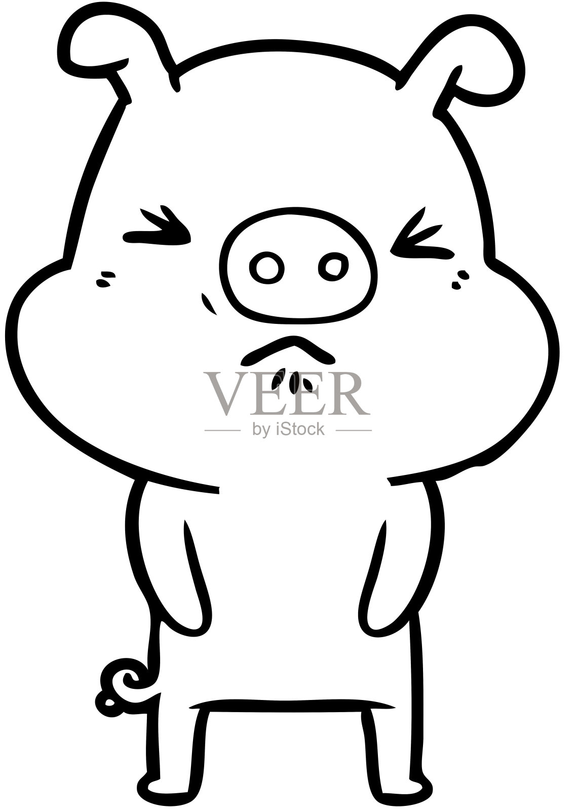 卡通不爽猪插画图片素材