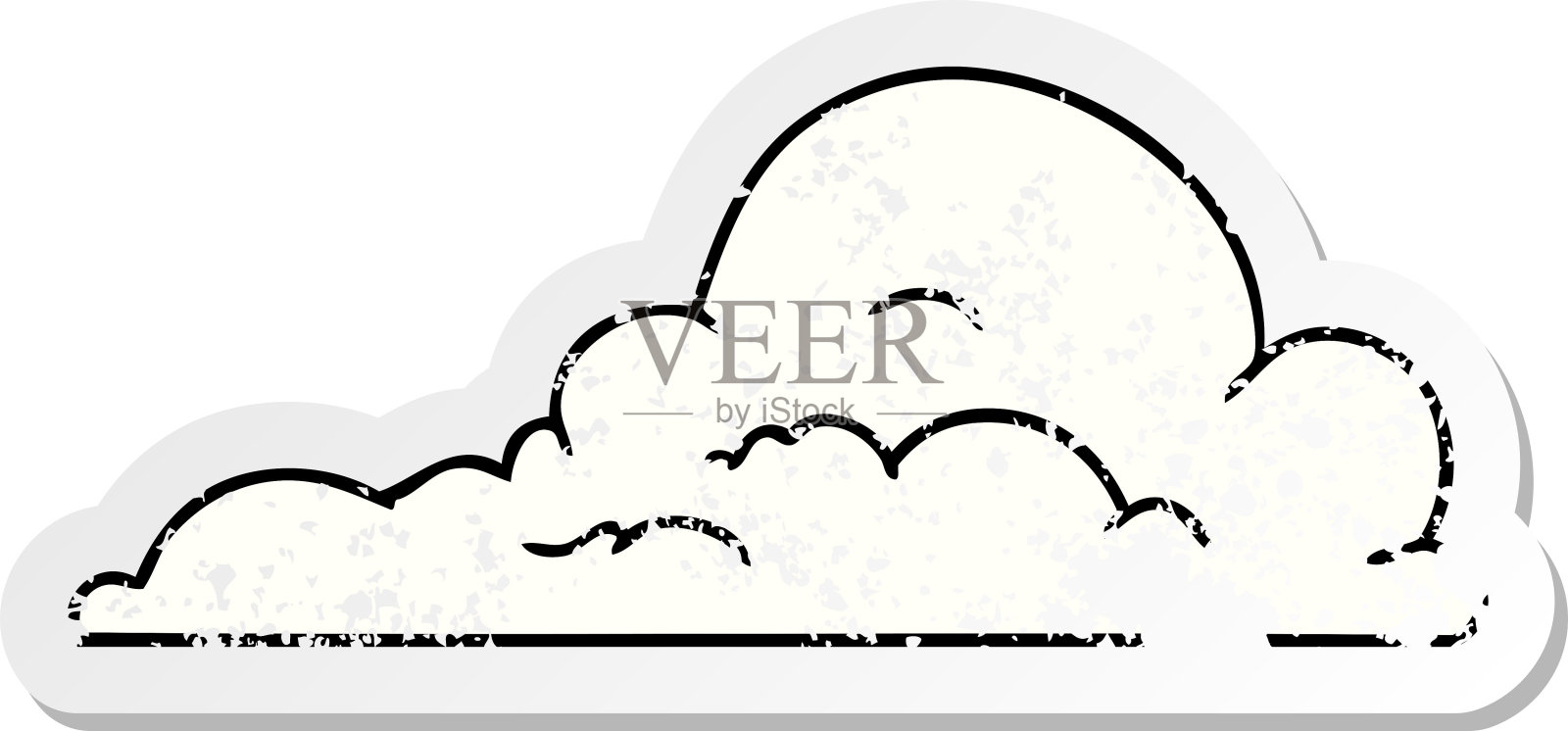 手绘苦恼贴纸卡通涂鸦的白色大云彩插画图片素材