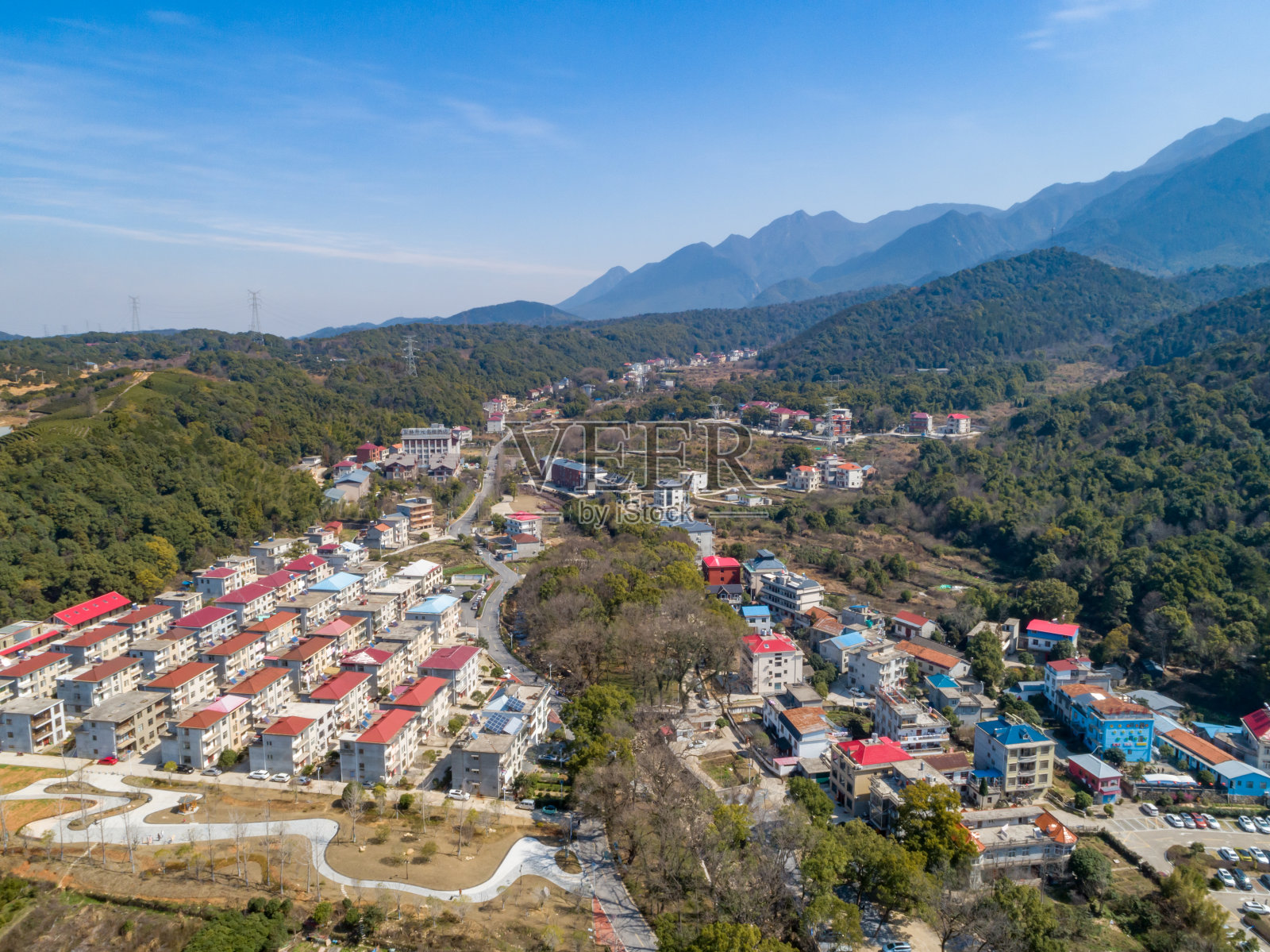 中国古代寺庙建筑的航空摄影照片摄影图片