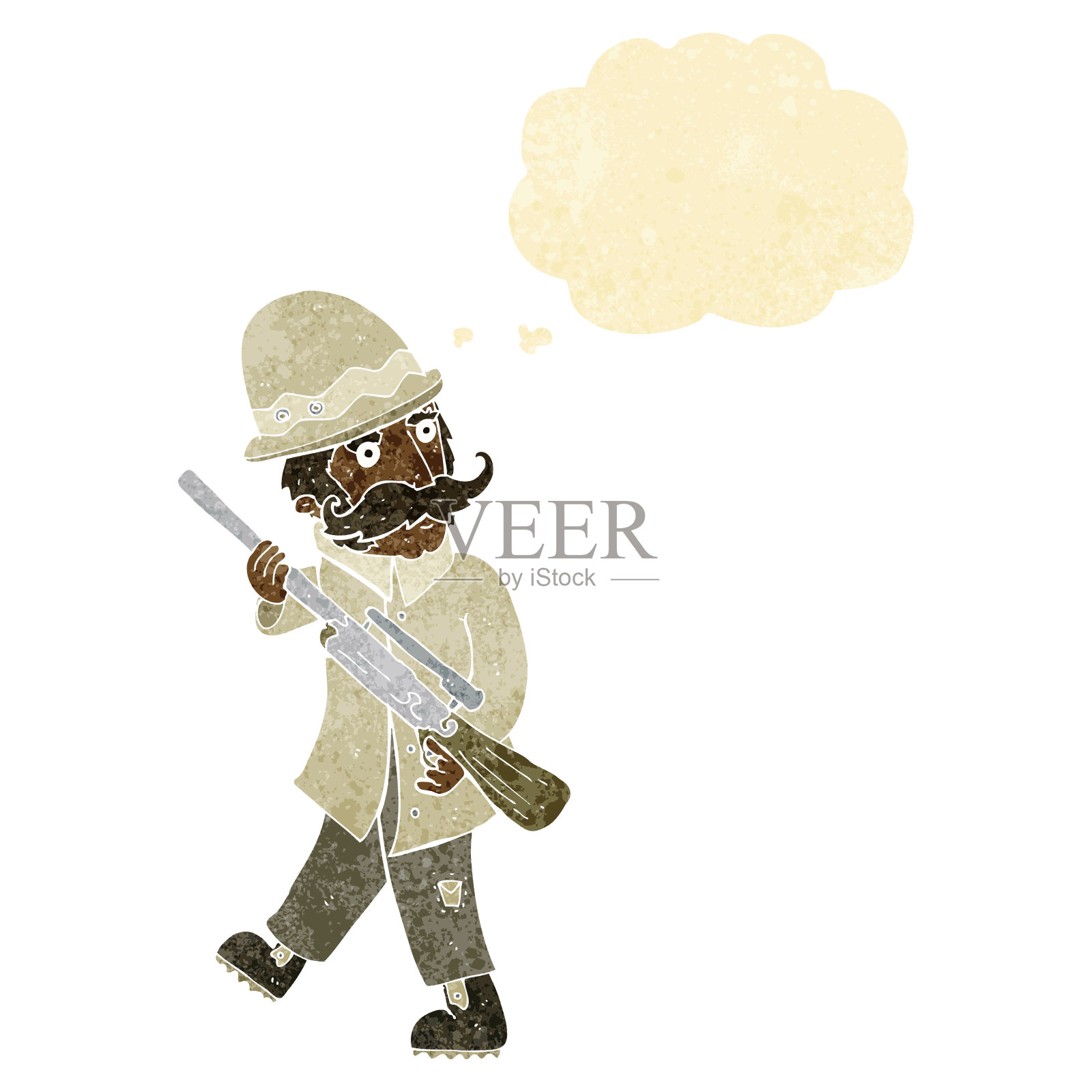 卡通大游戏猎人与思想泡泡插画图片素材