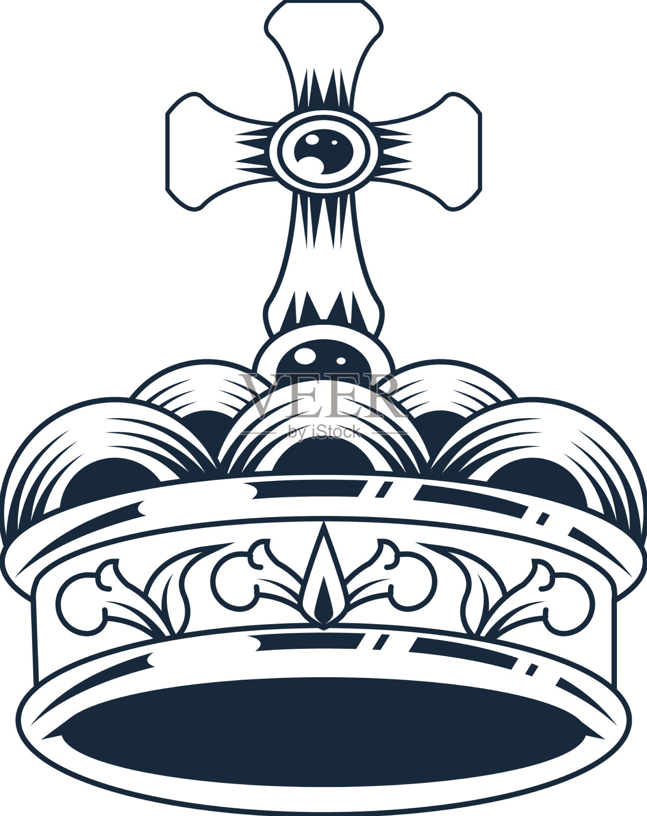 带十字架的王冠插画图片素材