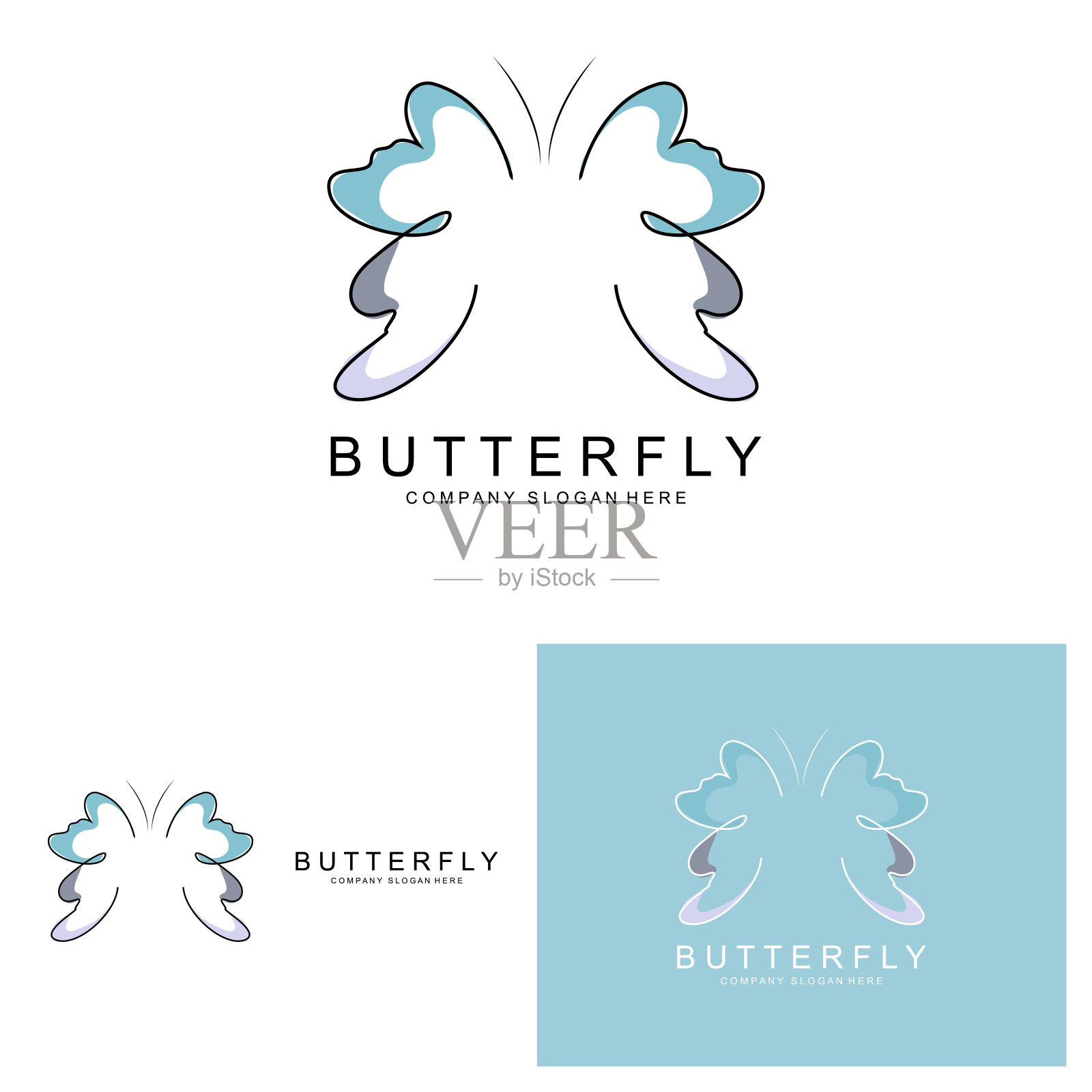 蝴蝶标志设计，美丽的飞行动物，公司品牌图标插图，丝网印刷，沙龙插画图片素材