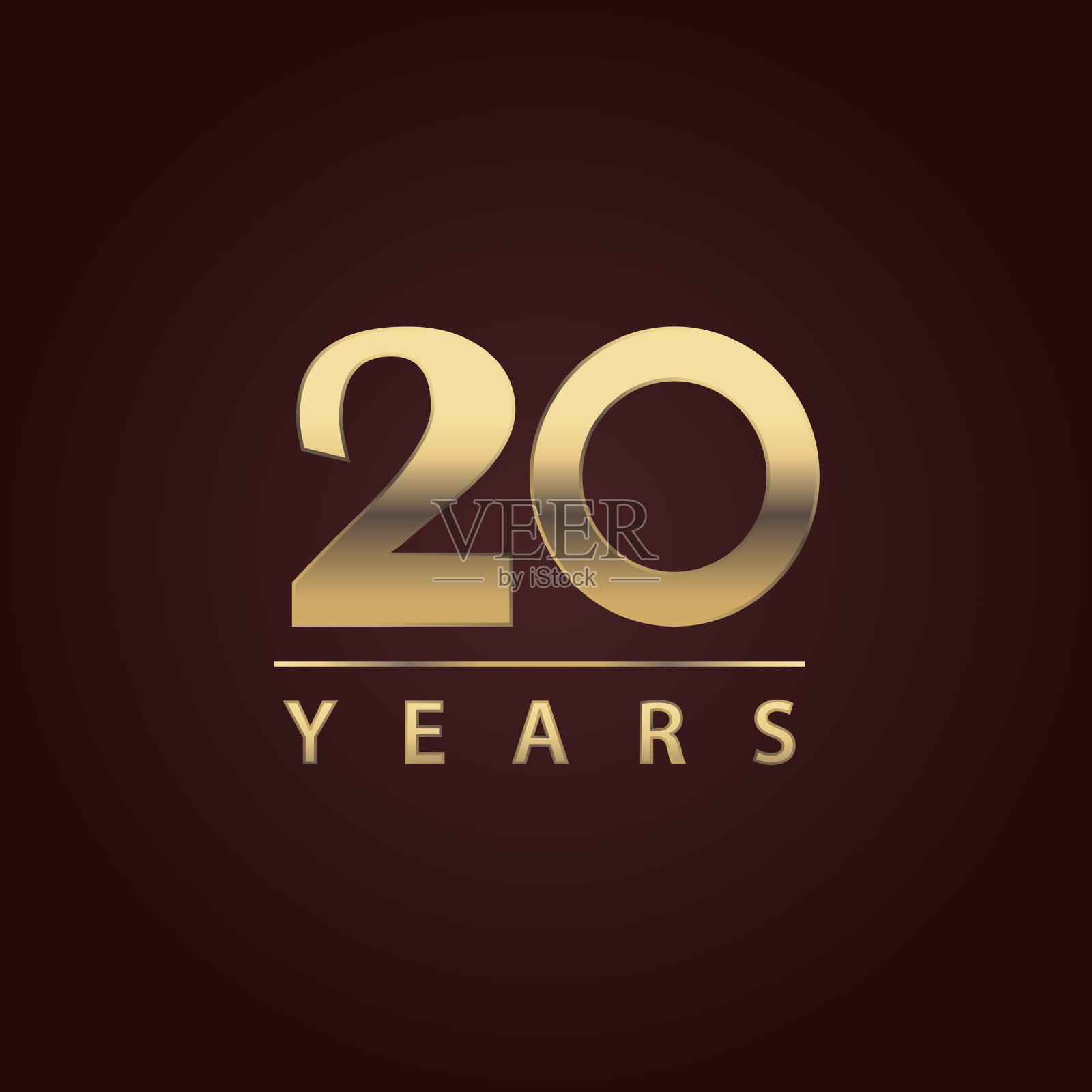 金色20年标志的庆祝活动与黑色背景插画图片素材