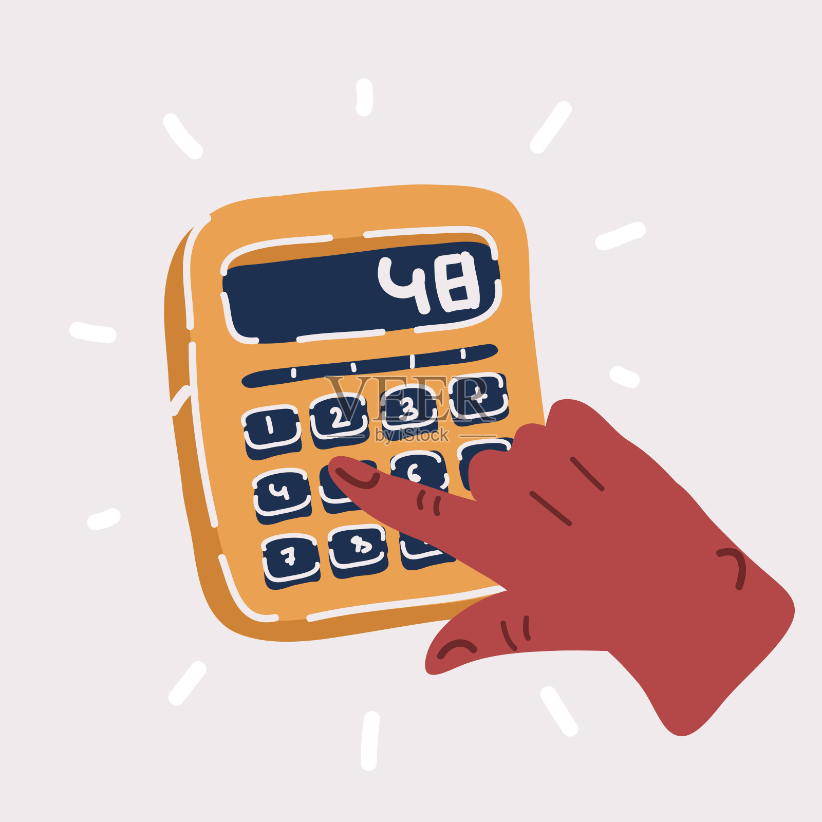 一名男子手持信用卡，在笔记本电脑上输入卡号，在木桌上输入计算器进行网上购物，订购:家庭购物和送货概念插画图片素材