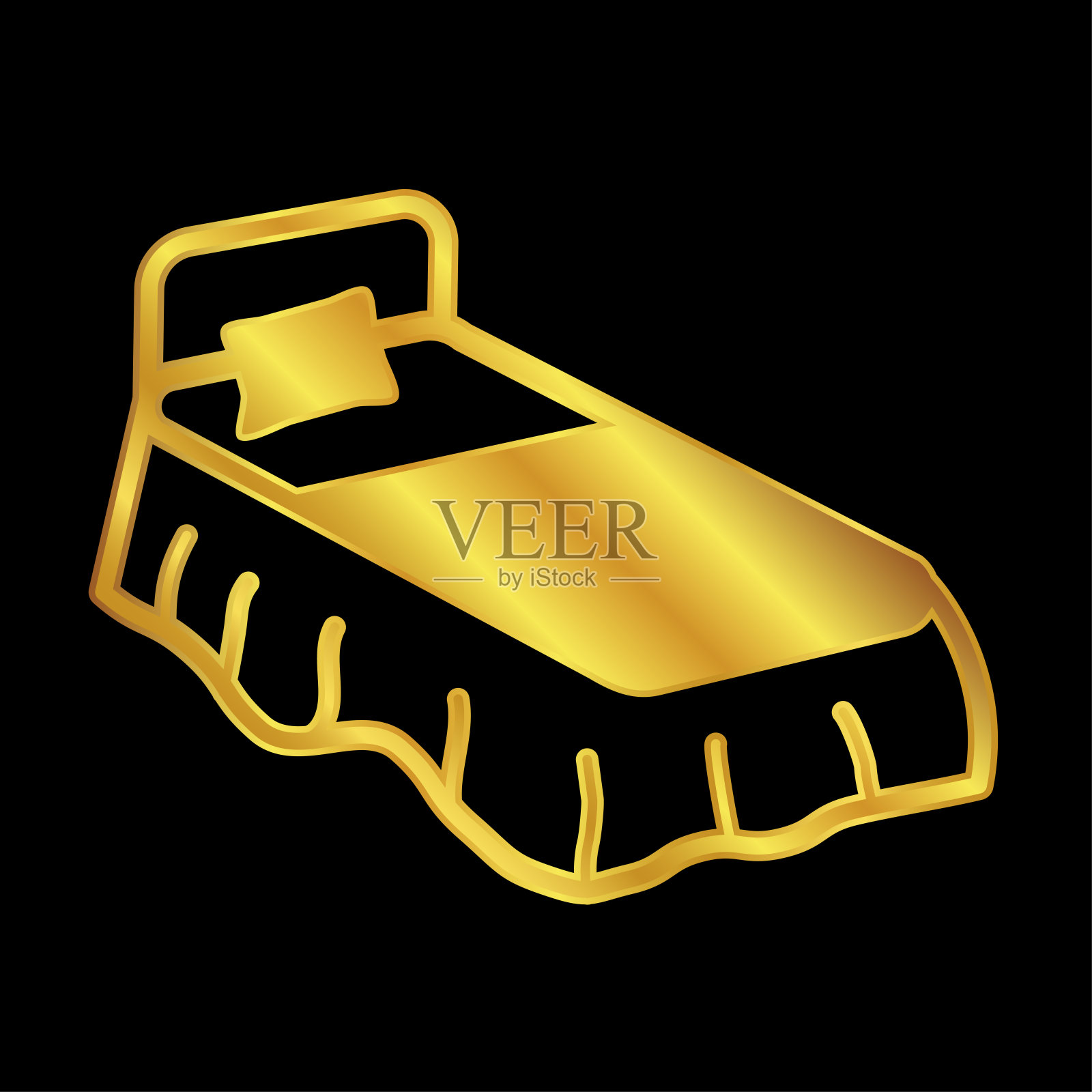 金色的床图标，卧室图标图标素材