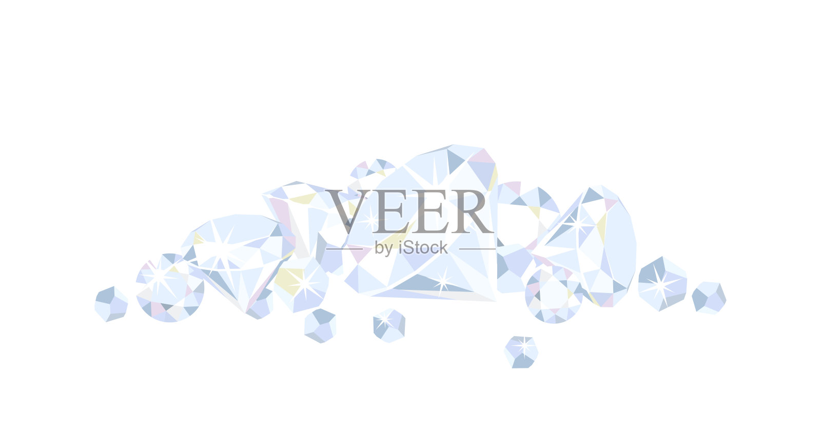 堆宝石孤立的白色背景。矢量插图闪亮的钻石在卡通平面风格。插画图片素材