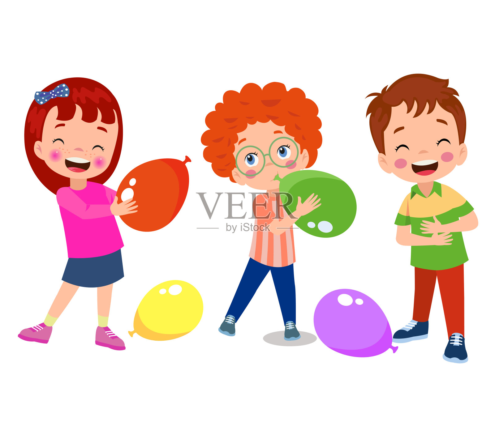 一群玩气球的孩子设计元素图片