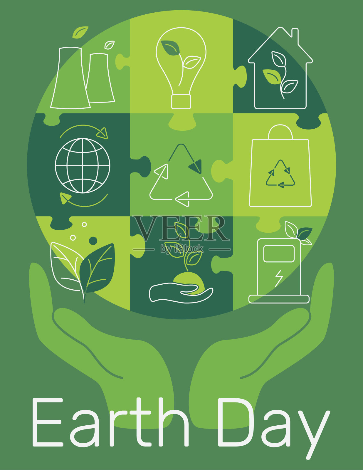 地球日假期的明信片。插画图片素材