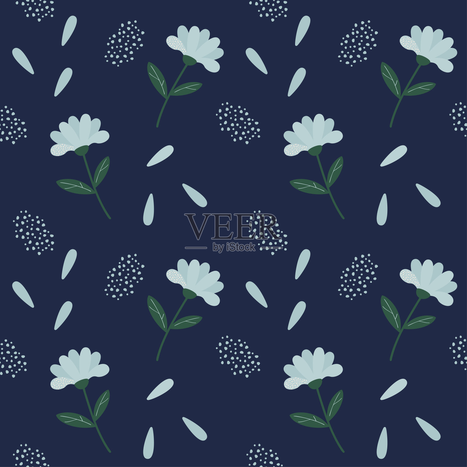 无缝模式与花和点插画图片素材