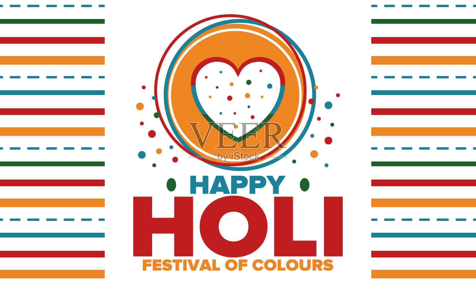 胡里节快乐。色彩节。Phagwah。一年一度的印度春节。在印度、尼泊尔和其他亚洲国家庆祝。用心设计精美海报。矢量图插画图片素材