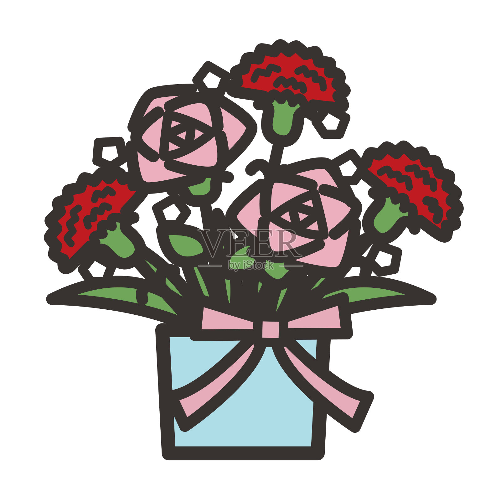 康乃馨排列插图母亲节插画图片素材